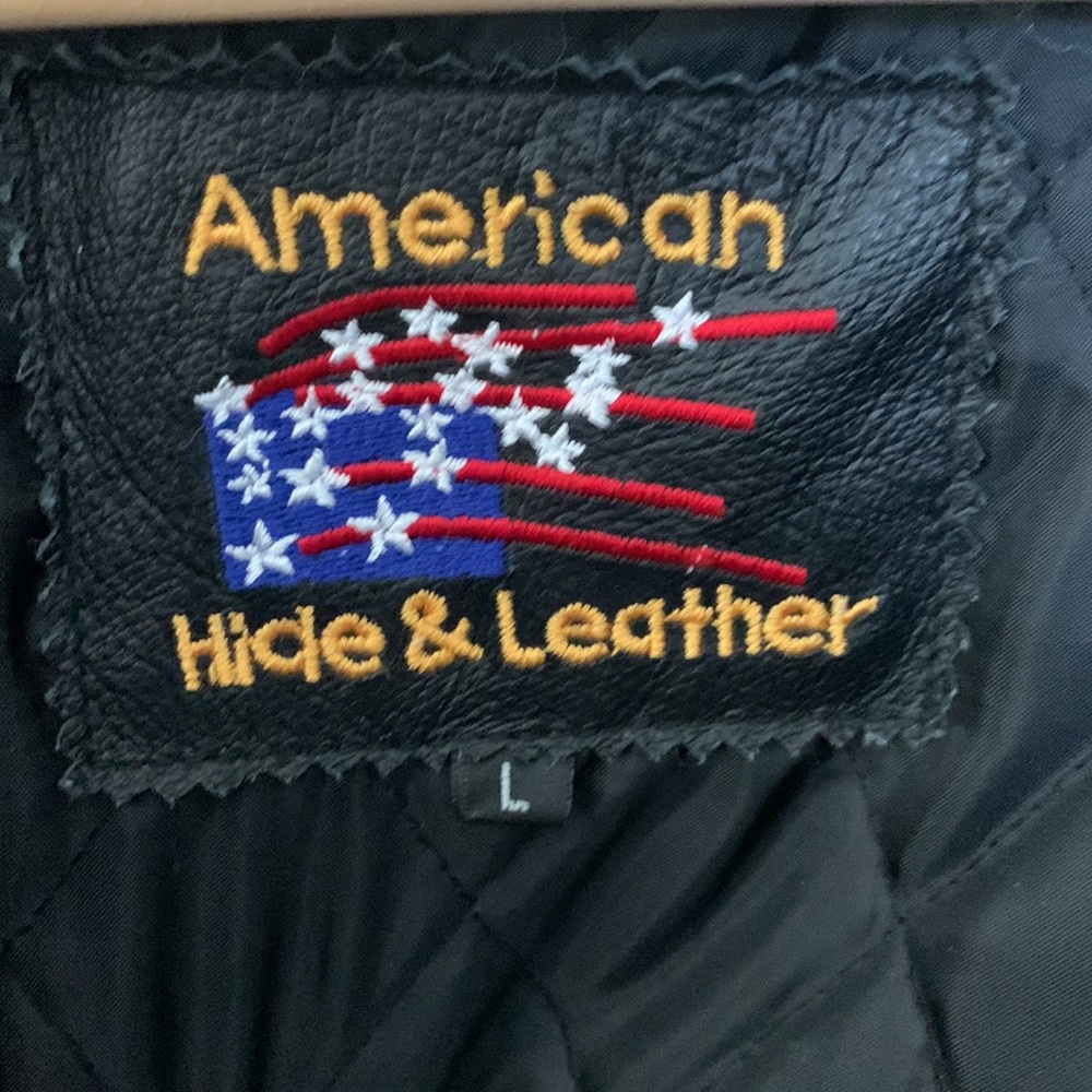 Vintage American flag leather jacket L preowned - Picture 11 of 16